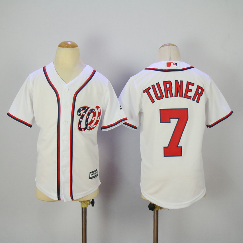 Youth 2017 MLB Washington Nationals #7 Turner White Jerseys->golden state warriors->NBA Jersey